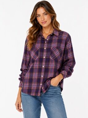 Highlander Flannel by Bud Berma Plaid Long Sleeve Button Up Shirt‎ Size Large